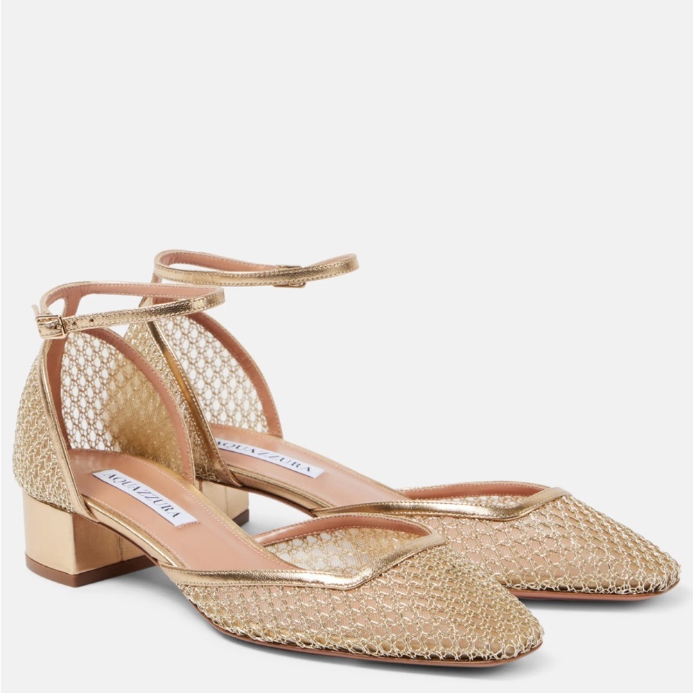 Asha 35 leather-trimmed mesh pumps 40.5 New in Box
